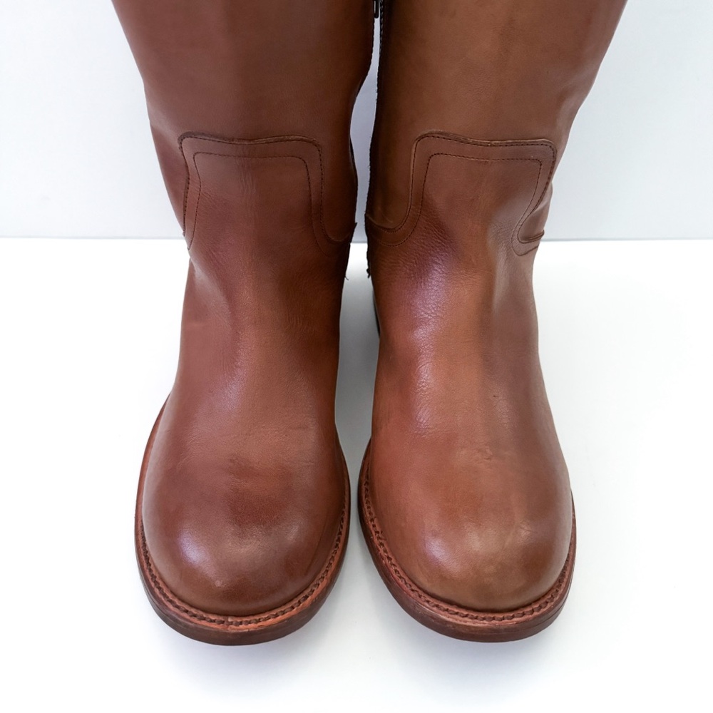 Stetson Brown Leather Talk Chunky Heeled Pull On Riding Boots - Picture 3 of 9